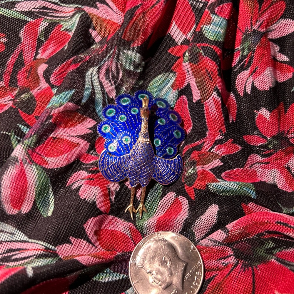 One of a kind Vintage S925 peacock brooch - Picture 6 of 8
